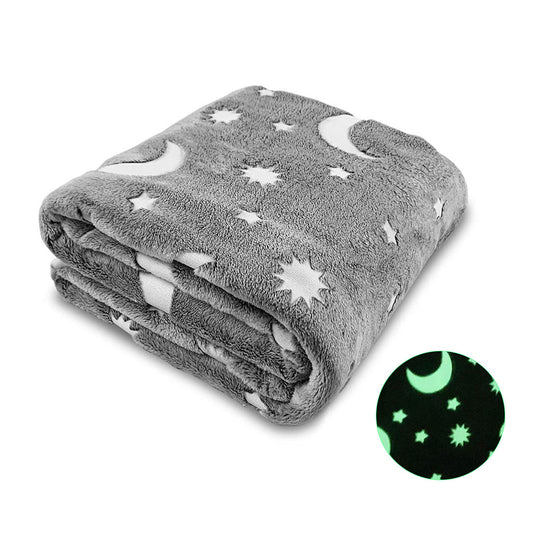 Star and Moon Glow In The Dark Blanket For Kids Girls Boys